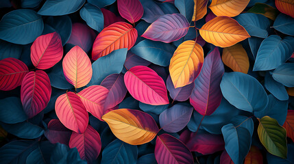 Poster - Tropical wallpaper with colorful leaves