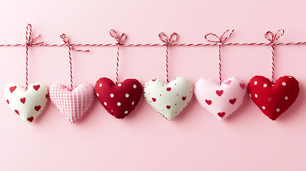 Poster - Valentine's day banners with hearts on pink background