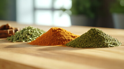 Poster - Various spices on the wooden table