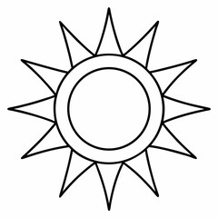 Poster - Sun Outline Vector Illustration – Line Art Coloring Book Page Design on White Background