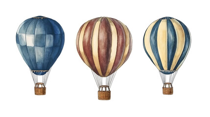 Aufkleber - Watercolor of diverse hot air balloon on the sky illustration