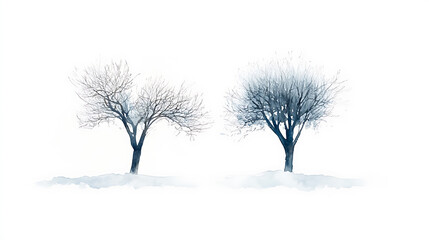 Aufkleber - Watercolor winter trees
