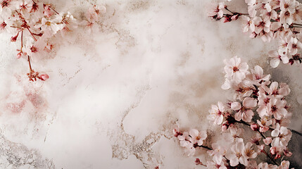 Poster - White and blush cherry blossom background