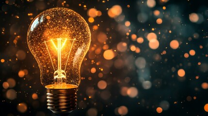 Poster - Illuminating inspiration light bulb concept studio setting digital art dark background close-up creativity