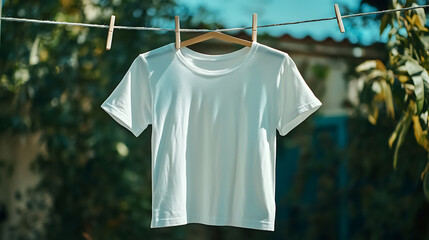 Aufkleber - White t-shirt drying on the clothesline