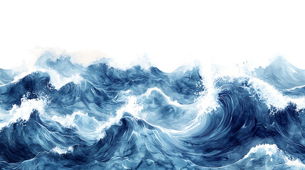 Aufkleber - White watercolor blue waves