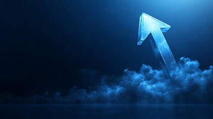 Aufkleber - With one large arrow on a deep blue background, this graphic illustrates business growth, development progress, financial company statistics, high results, investment growth