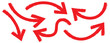 © NOVA STOCK - Bold brush drawn arrows. Set of Hand drawn vector arrows doodle on white background. Hand drawn black grunge bent arrow pointing upwards, bold brush stroke. Red hand drawn brush arrow icon vector set.