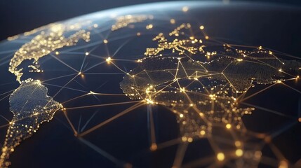 Poster - Global connectivity illuminated earth map digital visualization modern technology virtual environment aerial perspective