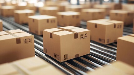 Poster - Warehouse operations showcase automated package handling industrial setting aerial view efficiency concept