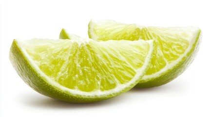 Aufkleber - Two juicy lime wedges isolated on white background.