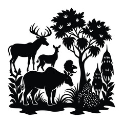 Naklejka na meble wild animals silhouettes