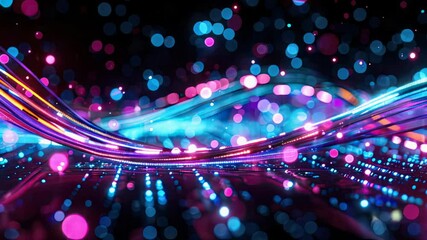 Poster - A captivating abstract background featuring vibrant waves and gentle glows in shades of pink and blue.