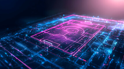 Poster - Abstract Futuristic Circuit Board Design In Pink And Blue