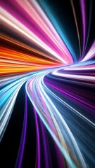 Fototapete - Futuristic backdrop with vibrant colors and dynamic light trails in a tech-inspired scene