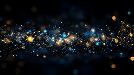 Poster - Abstract Sparkling Background Design With Gold And Blue Lights