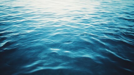 Aufkleber - calm blue water surface texture with gentle ripples and waves.
