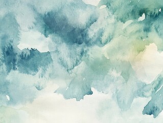 Poster - Delicate blending of soft blues and greens forms an abstract watercolor pattern, evoking tranquility and peacefulness in a modern art style