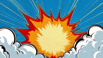 Aufkleber - Vibrant explosion visual with dynamic colors and patterns bursting against a bright blue sky backdrop during daytime in a creative and energetic style