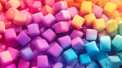 Poster - Creative marshmallows background in vibrant colors
