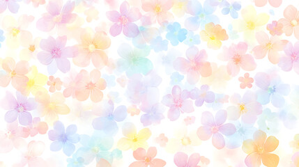 Poster - Cute pastel spring floral pattern on a white background a flat design with pastel colors and a simple design