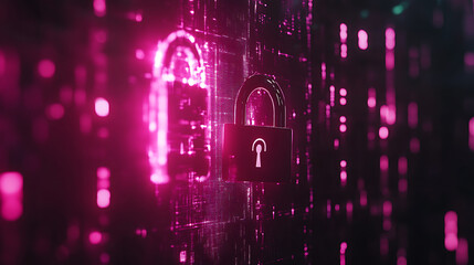 Aufkleber - Cyber security concept, network security with padlock on screen, hologram data screen, 3d render