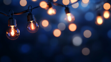 Poster - Festive glittering bokeh background with golden and blue hues, ideal for holiday season graphics
