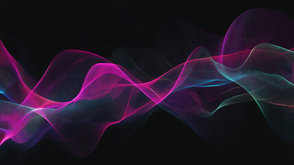 Fototapete - Dark background with pink, purple, blue, and green lines in high speed