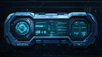 Aufkleber - Dashboard, with various graphics for a game or movie, in futuristic blue hud style, isolated innovative dashboard