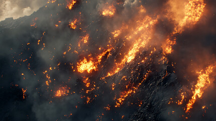Fototapete - Devastating phenomenon of wildfires, the power and destructive nature of these uncontrollable blazes