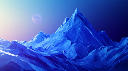 Aufkleber - Digital geometric blue mountain, illustration
