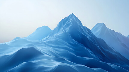 Aufkleber - Digital geometric blue mountain, illustration