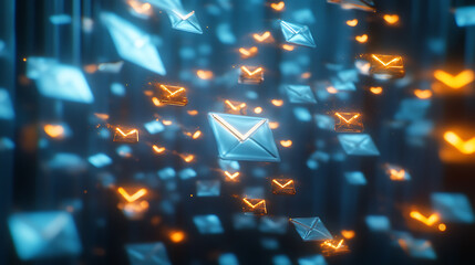 Poster - Digital messages floating in cyberspace