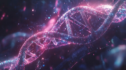 Aufkleber - Dna double helix intertwined with digital ai elements highlights the role of ai in genetic research and personalized medicine