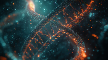 Aufkleber - Dna double helix intertwined with digital ai elements highlights the role of ai in genetic research and personalized medicine