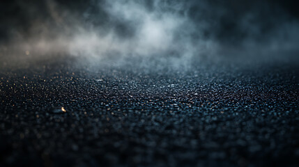 Poster - Dramatic close up of asphalt with intense light and smoke, dynamic background concept