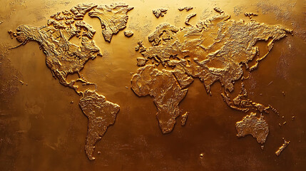 Aufkleber - Elegant golden world map texture for luxurious background design