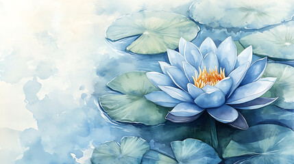 Poster - A watercolor painting of buildings in blue