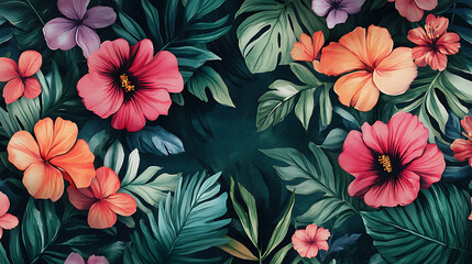 Aufkleber - Elegant watercolor floral collection featuring vibrant blooms and lush foliage, ideal for invitations, art prints, and decorative