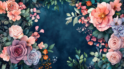 Aufkleber - Elegant watercolor floral design collection with vibrant blooms, ideal for invitations, prints, and decorations