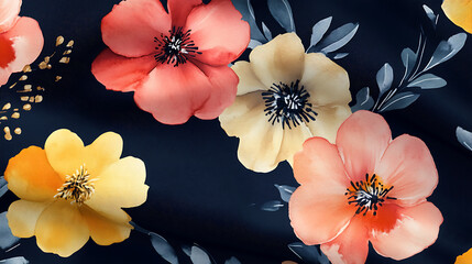 Poster - Elegant watercolor floral design collection with vibrant blooms, ideal for invitations, prints, and decorations