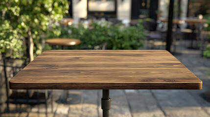 Leinwandbilder - Empty cafe outdoor wooden table top for product display