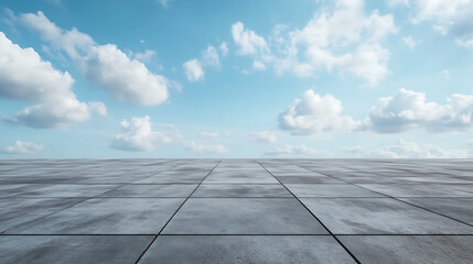 Poster - Empty concrete floor on the rooftop with blue sky background