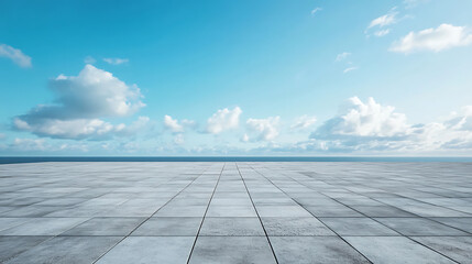 Poster - Empty concrete floor on the rooftop with blue sky background