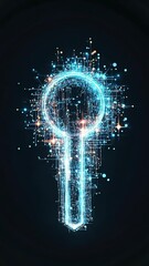 Poster - Visual representation of a futuristic key design featuring glowing circuitry and technology elements