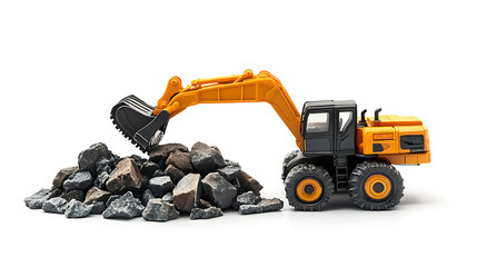 Poster - Excavator with digger isolated on white background