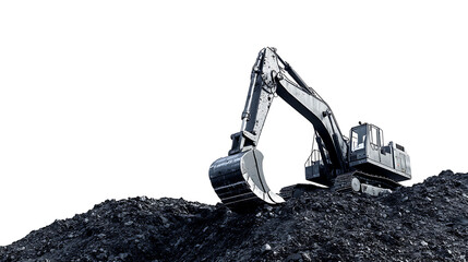 Poster - Excavator with digger isolated on white background