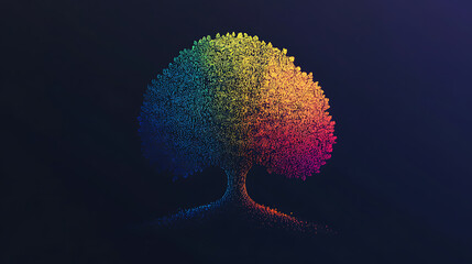 Poster - finger prints forming a colorful tree to symbolize diversity and unity