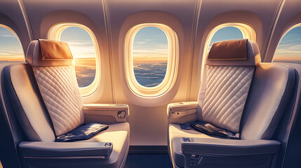 Poster - First class business luxury seats for vacations or corporate airplane travel