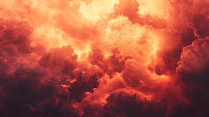 Poster - Fire background with space for design, toned fiery red sky with flame effect
